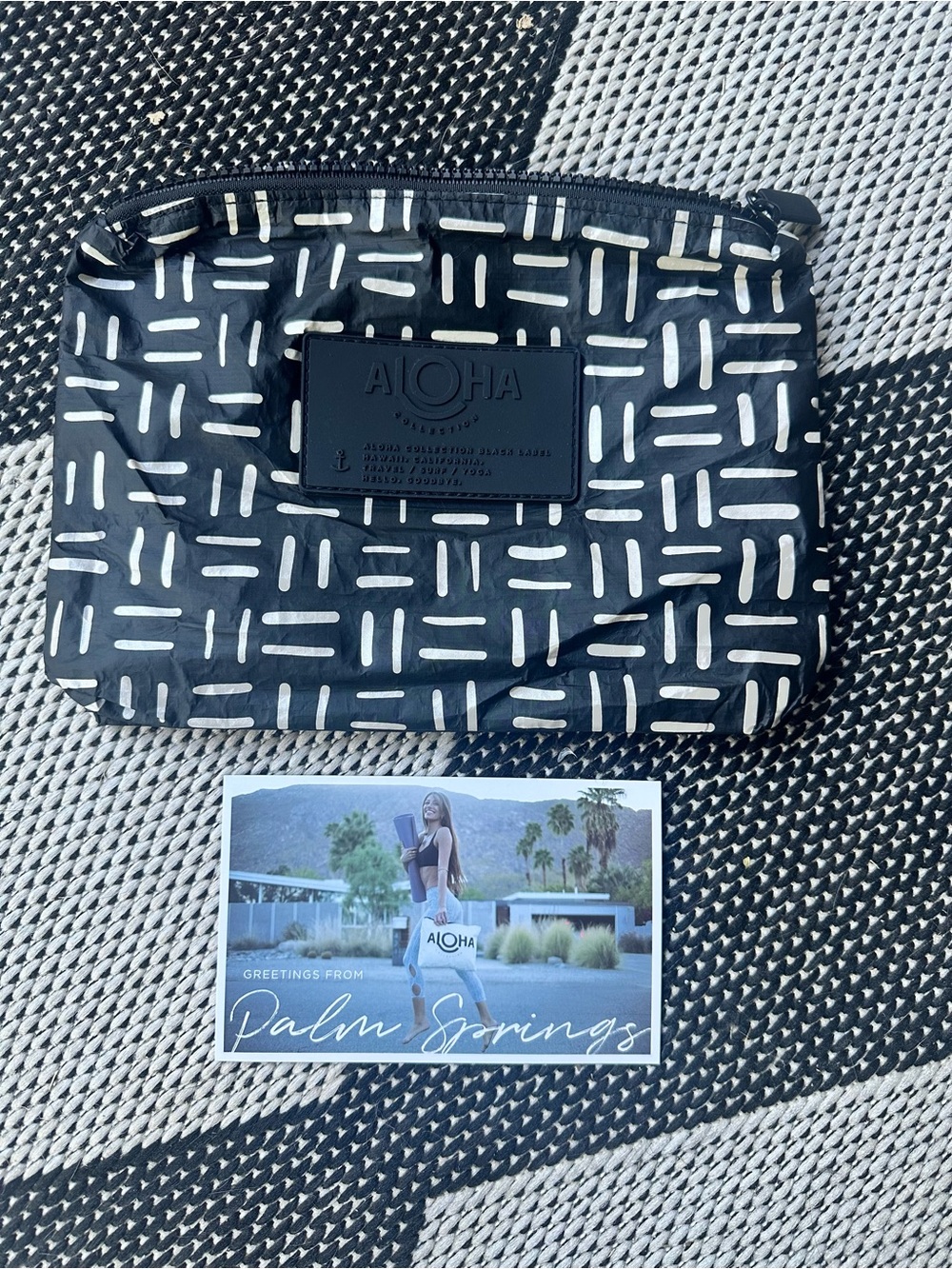 ALOHA Collection Black and White Patterned Swim Pouch